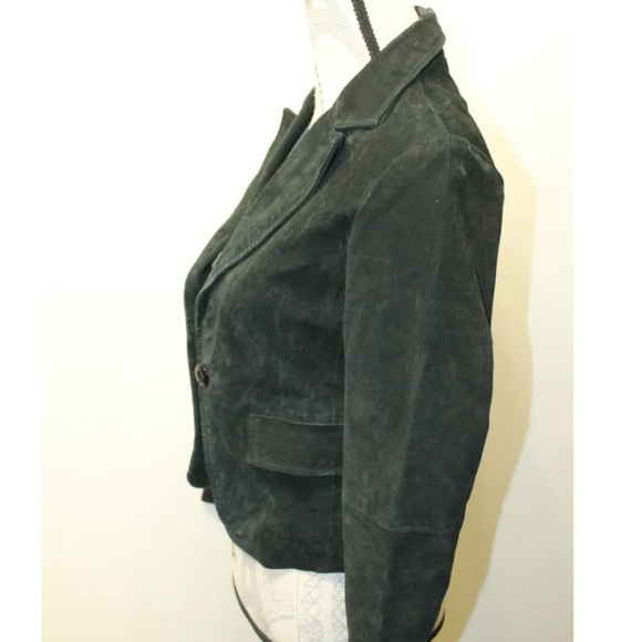 Atmosphere Women Black Suede Blazer Lined Small 1 Button Sexy Jacket - Picture 4 of 11